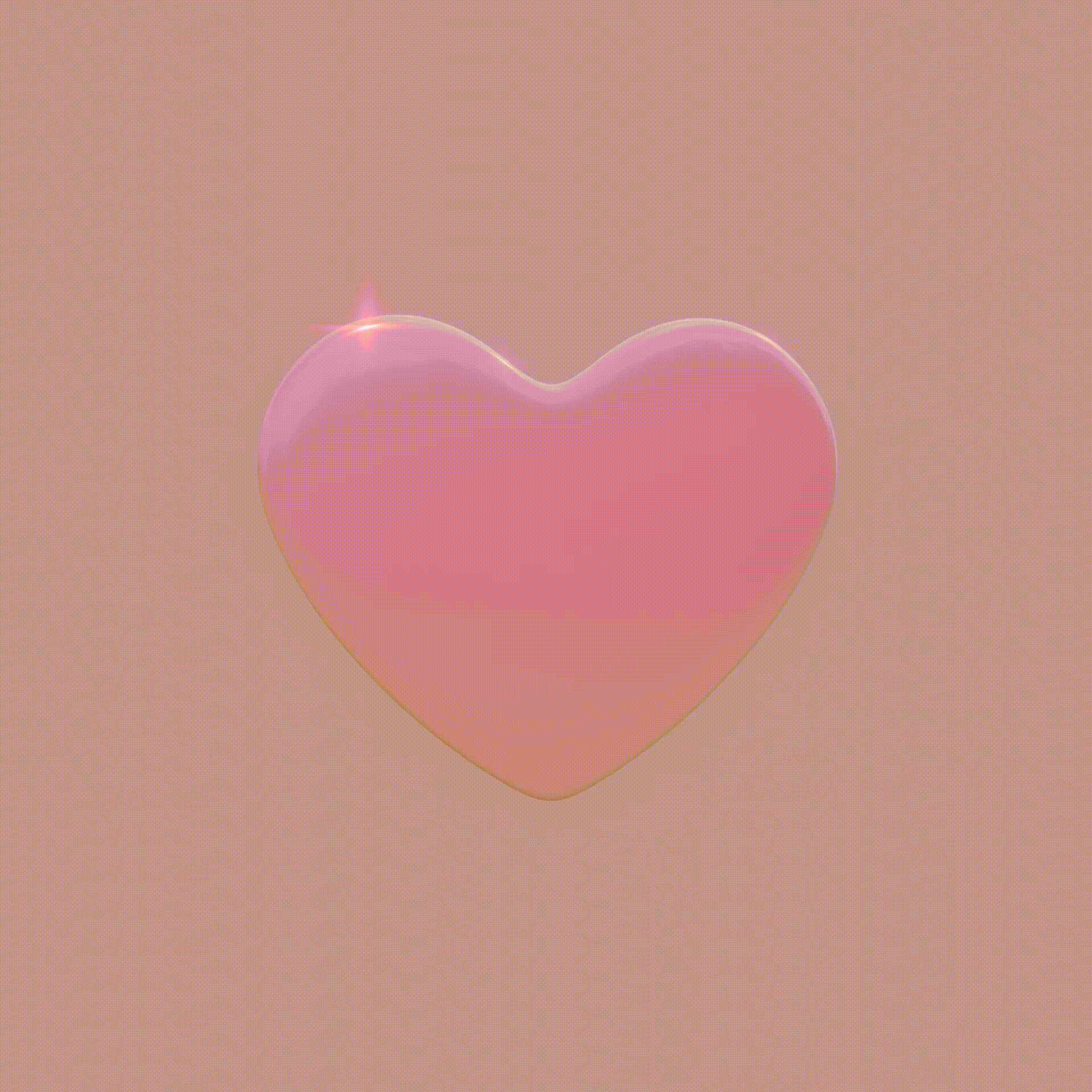 gif of a pink 3d modeled shiny heart rotating